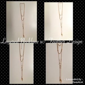 Layered Necklace w/ Feather Design